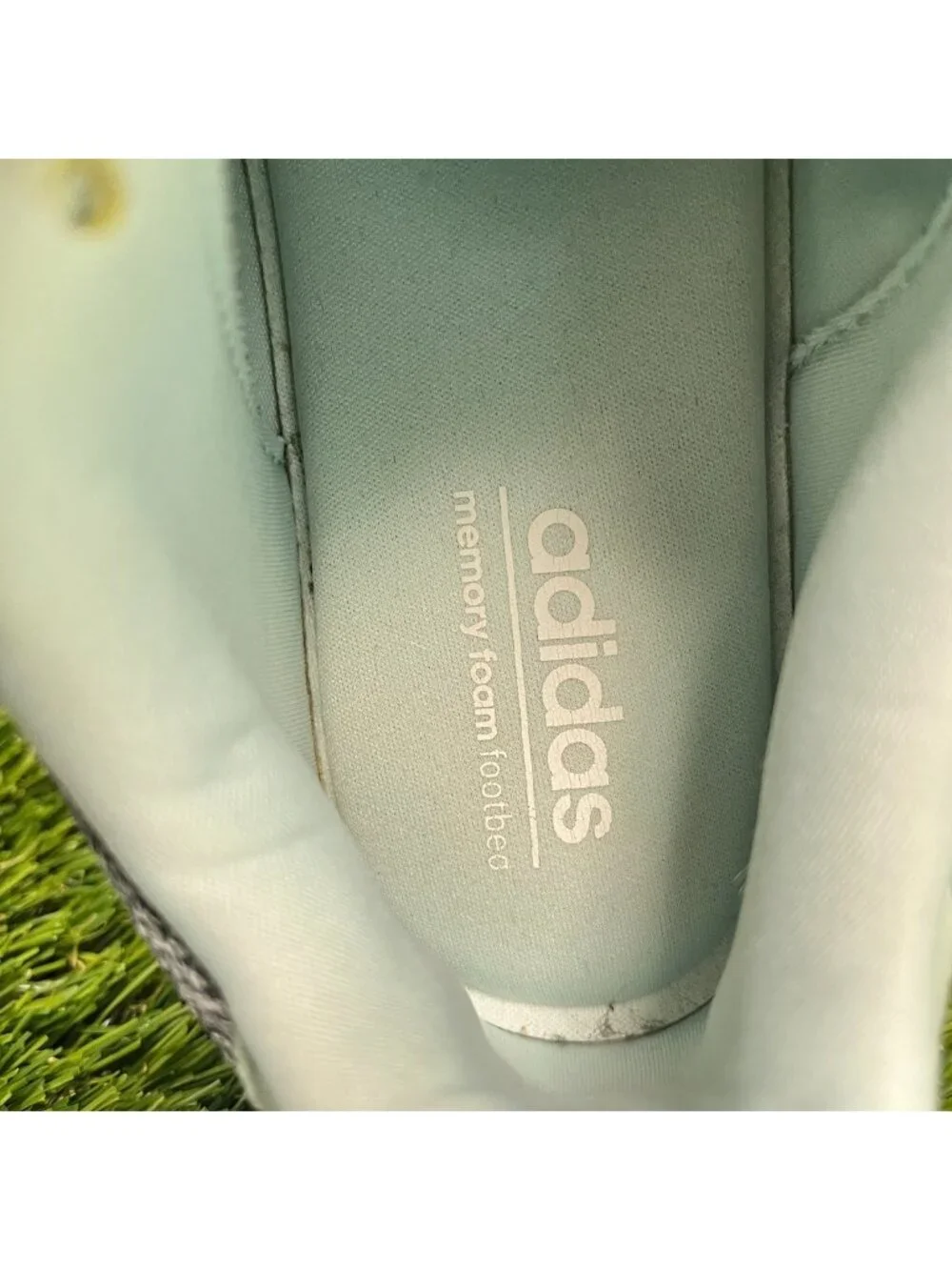 Adidas QT Racer Womens Size 7.5 Gray White Blue Athletic Running Shoes Sneakers